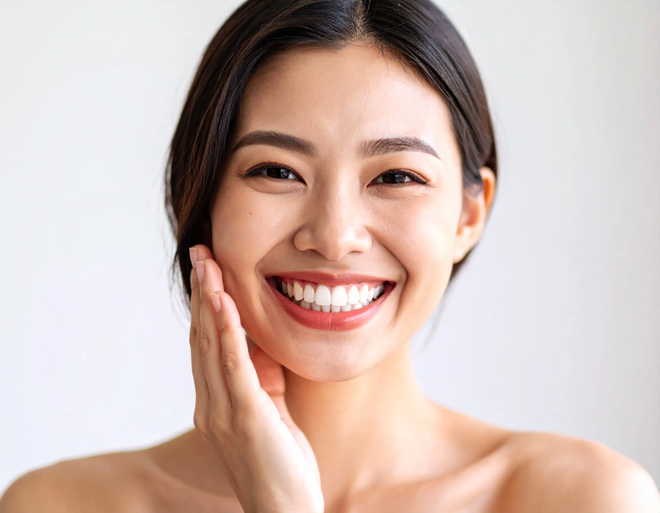 口元に手を添えて笑う女性